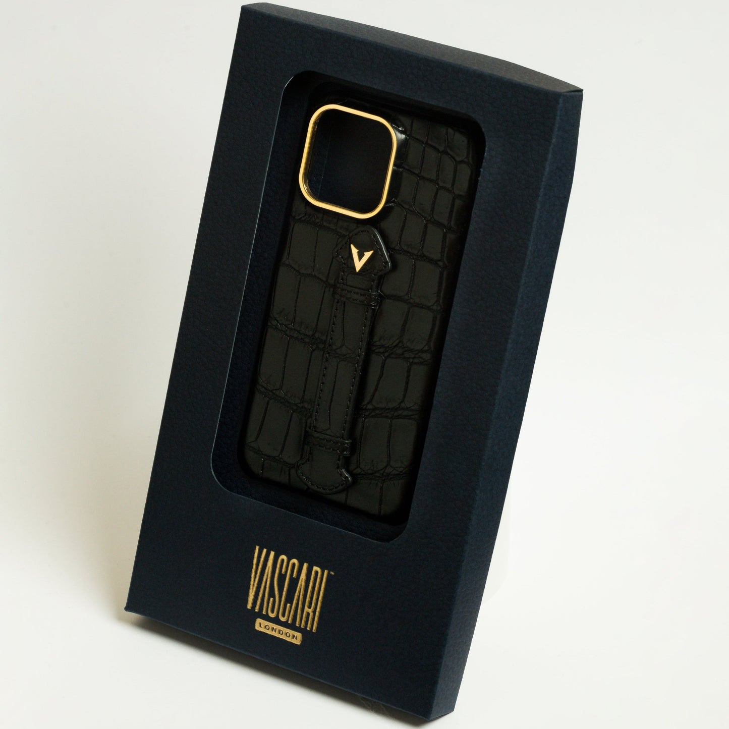 Luxury Crocodile Leather iPhone 16 Pro Case - Dark Navy