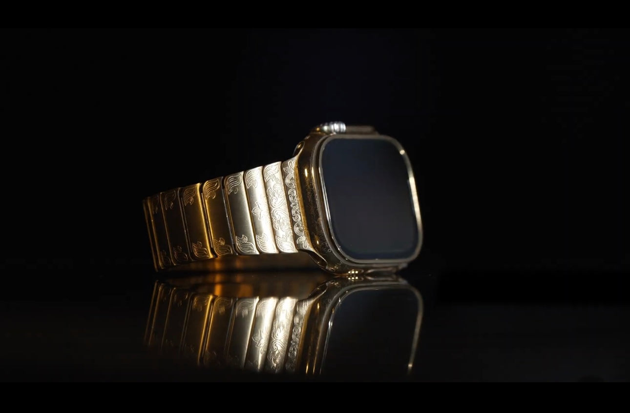 gold apple watch side view