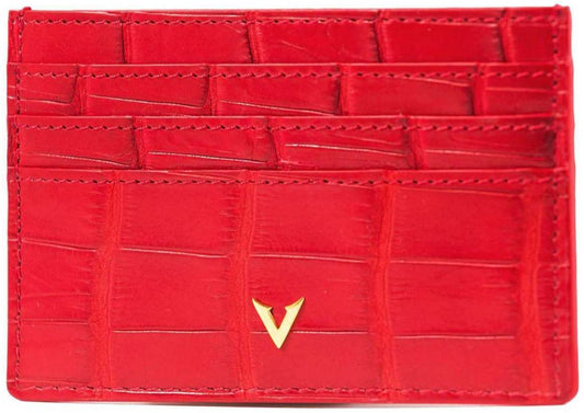 Genuine Red Crocodile Leather Cardholder