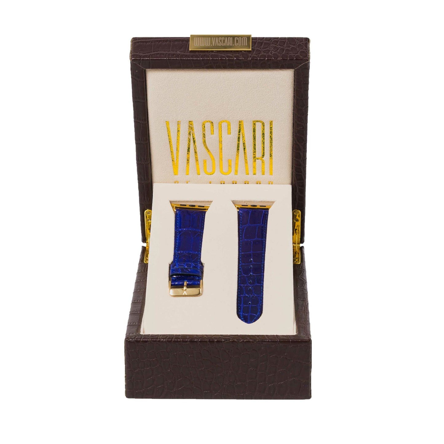 The Carnaby Street Crocodile Apple Watch Strap In Vascari Box