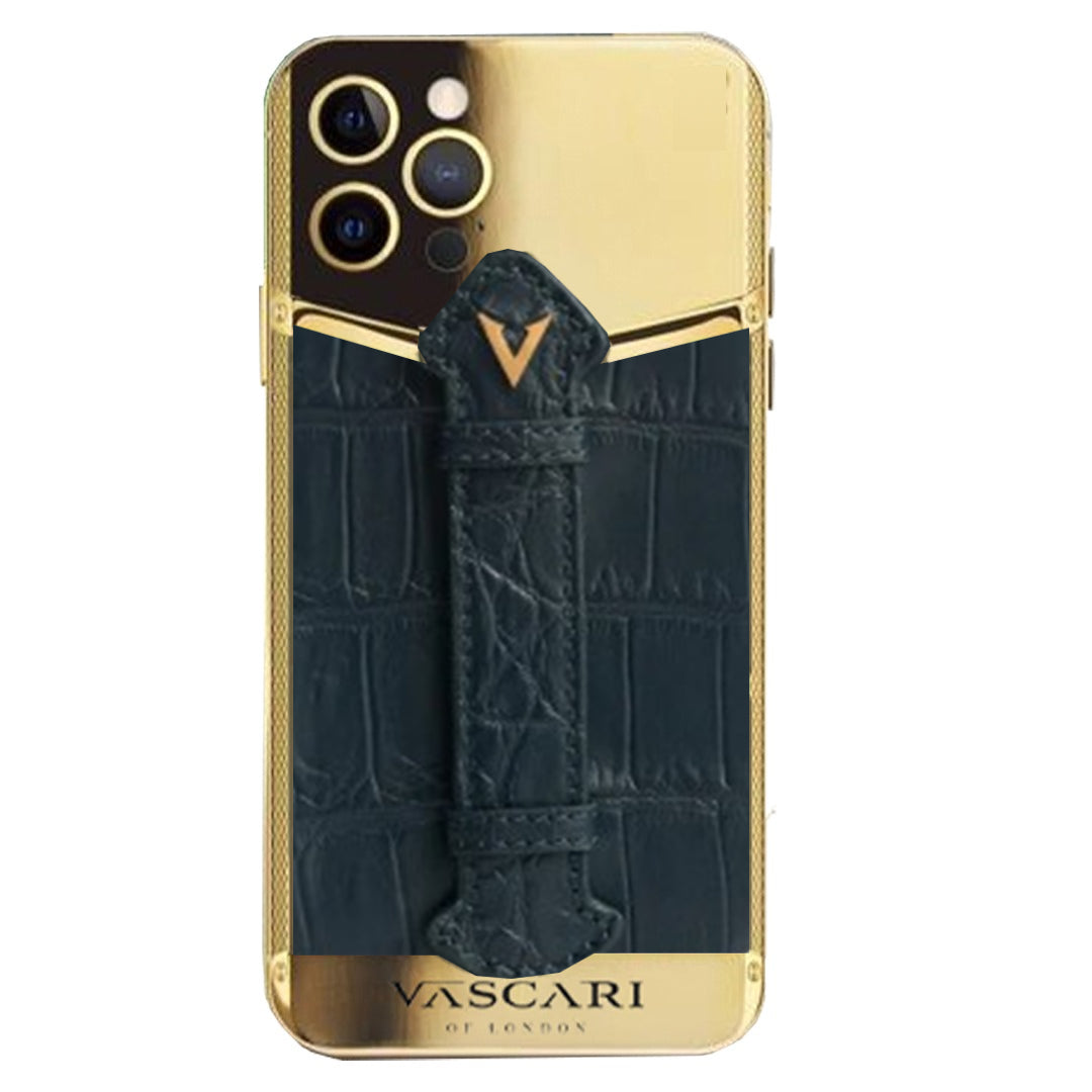 Gold iPhone Finger Navy Croc Edition