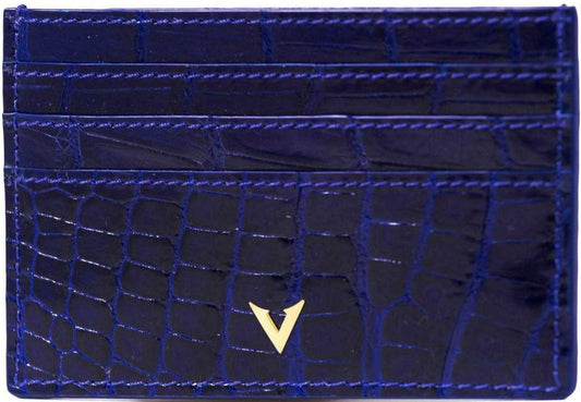 Ocean Blue Crocodile Leather Cardholder