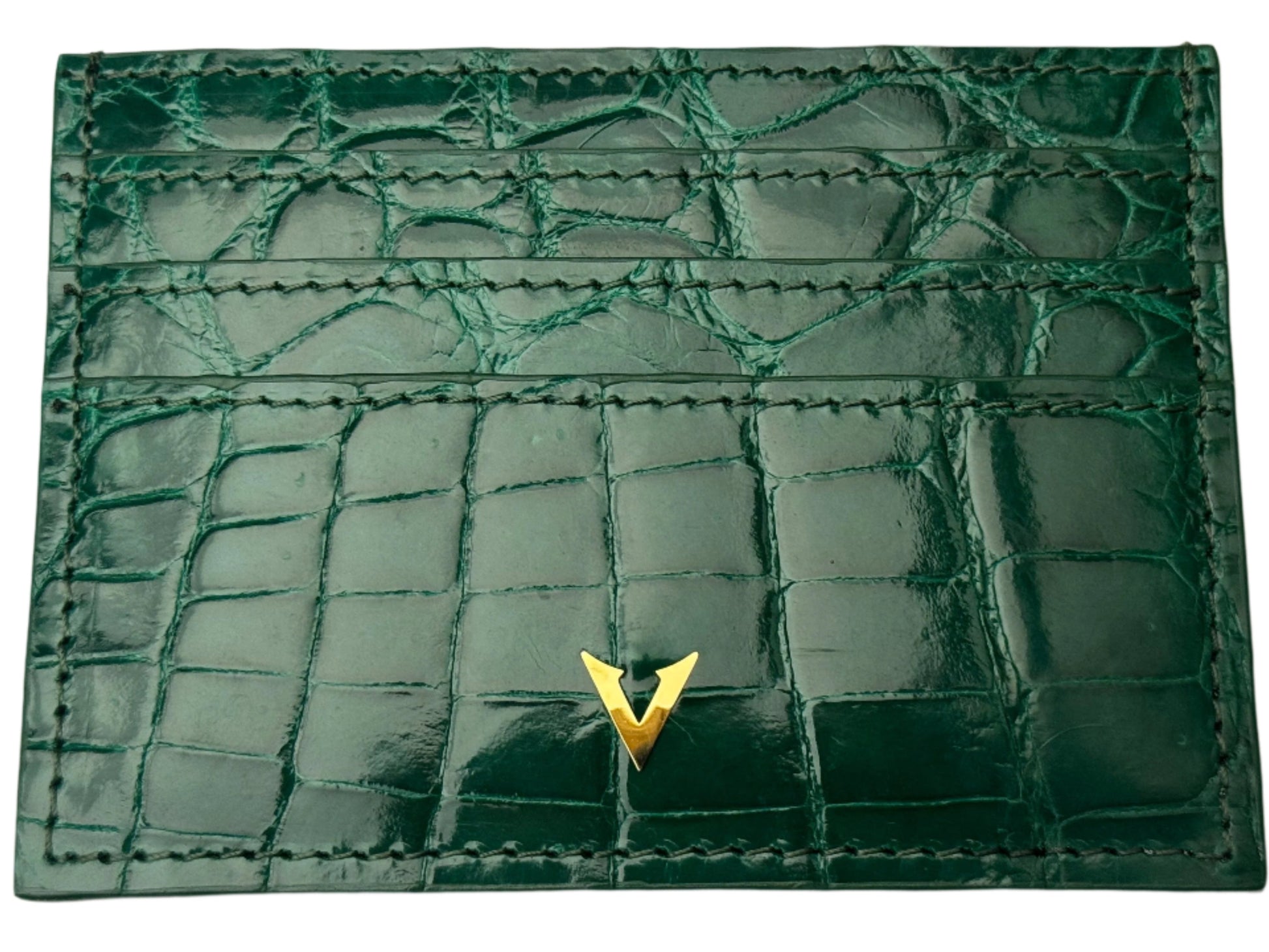 Emerald Green Crocodile Leather Cardholder