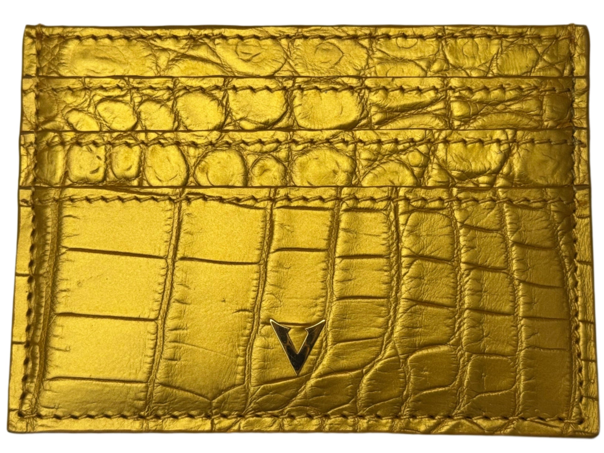 Genuine Gold Crocodile Leather Cardholder