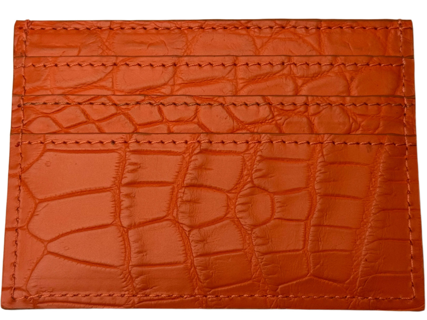 Genuine Orange Crocodile Leather Cardholder With 6 Card Slots