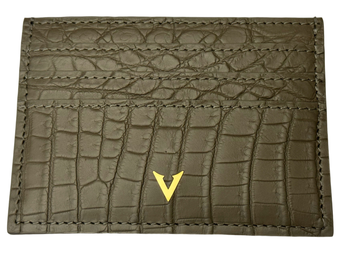 Genuine Coffee Crocodile Leather Cardholder