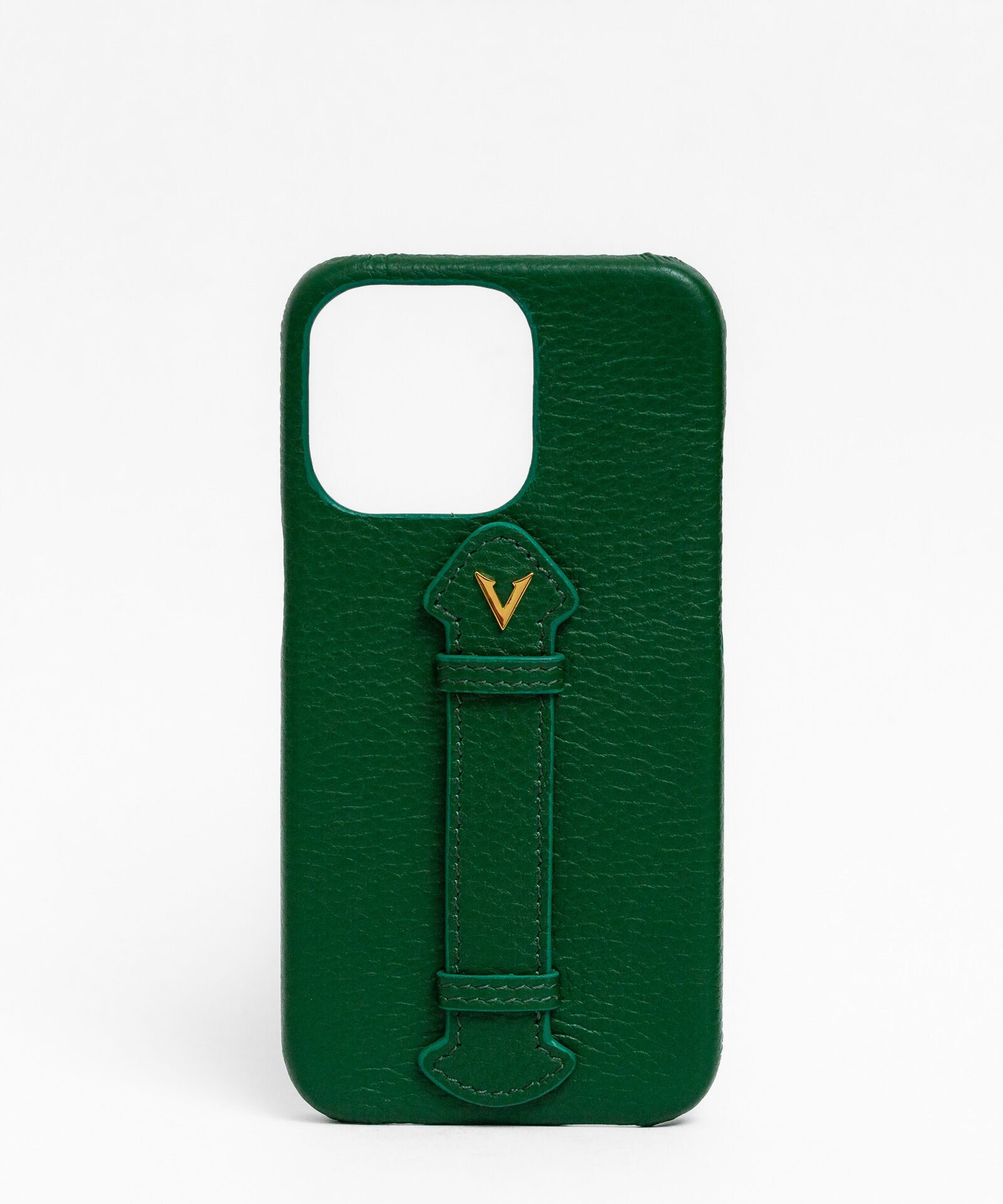 Vascari Green Calf Leather Finger Holder phone case