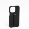 Vascari Black Calf Leather Finger Holder phone case