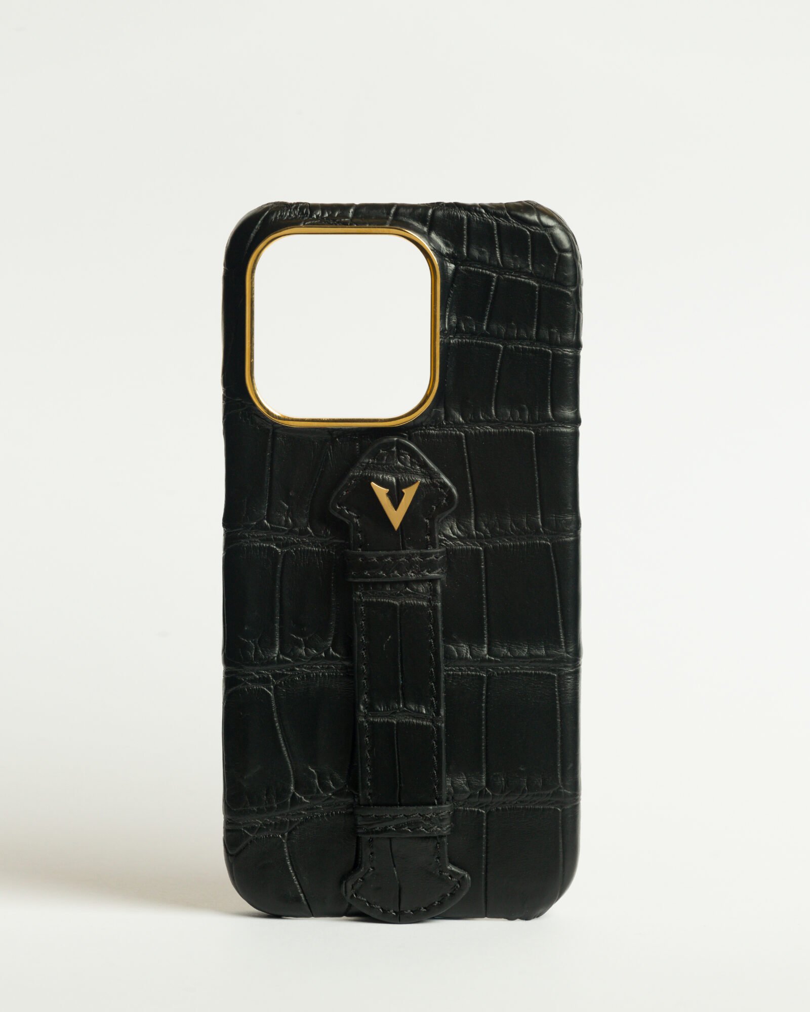 Black Crocodile leather iPhone case