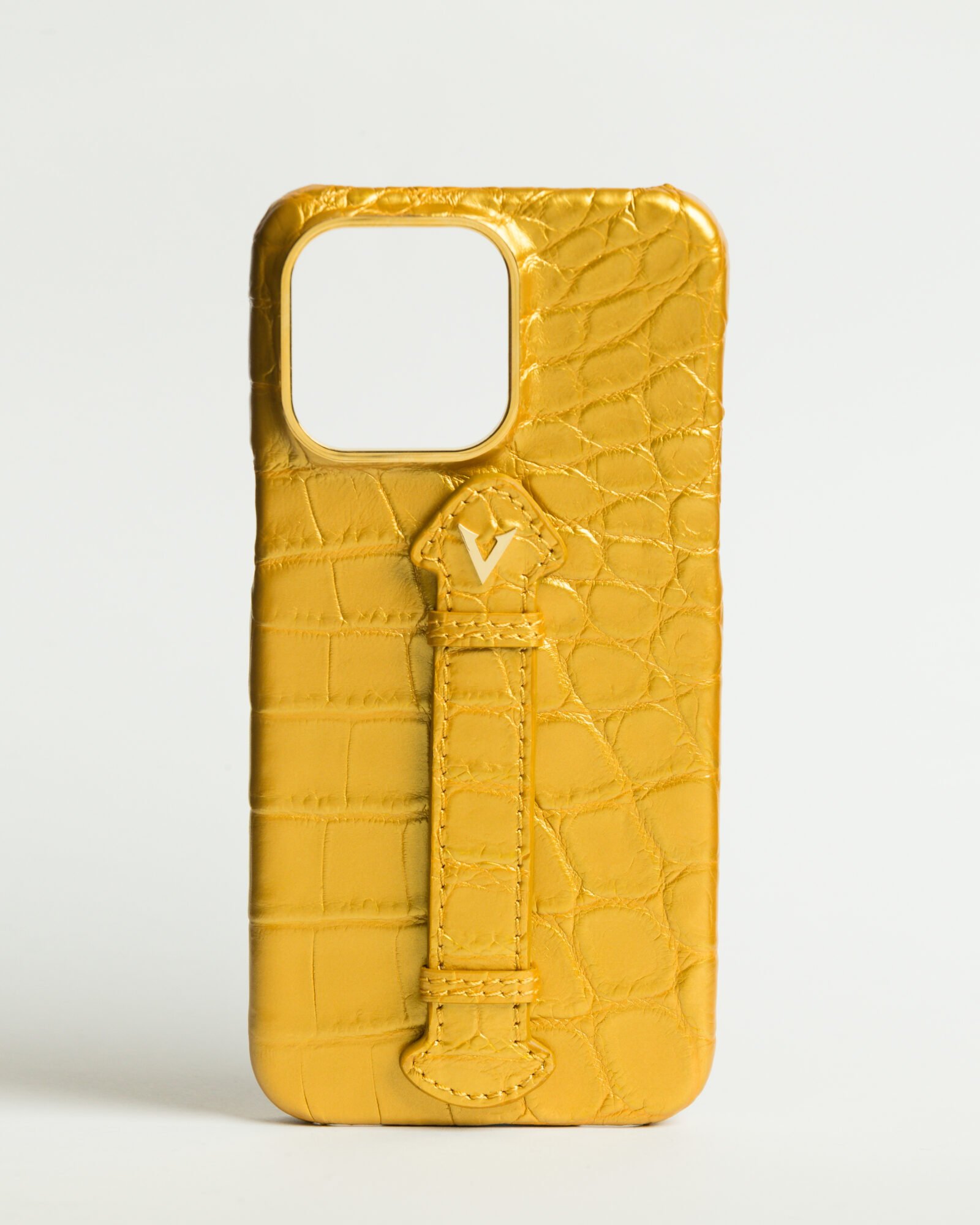 Gold Crocodile leather Iphone case