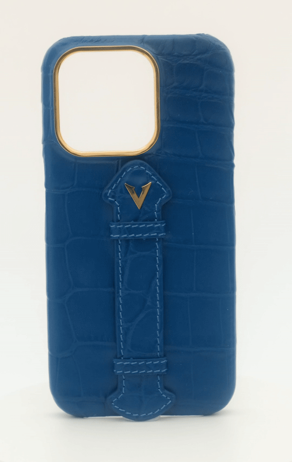 Royal Blue Crocodile Leather Case