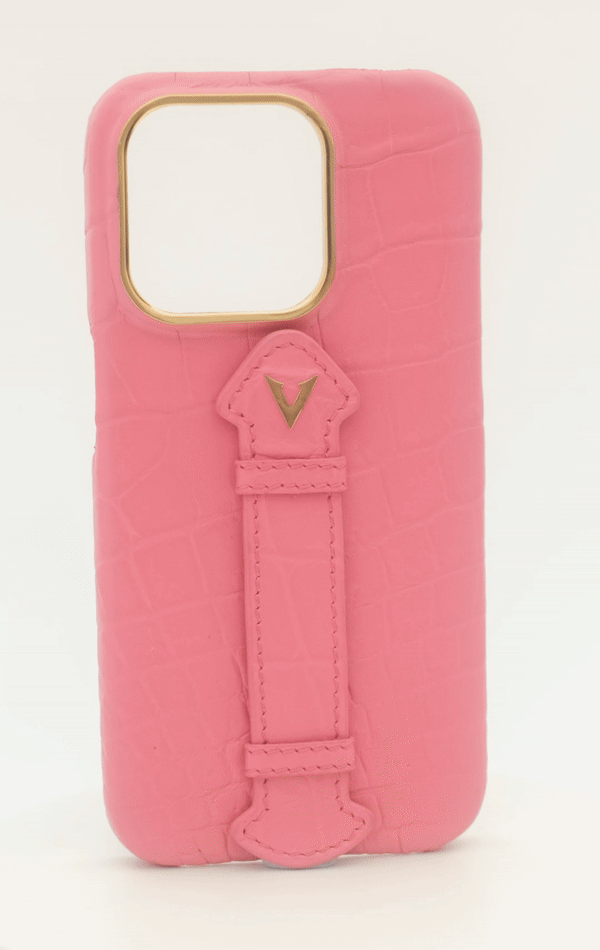 Pink Crocodile Leather Case