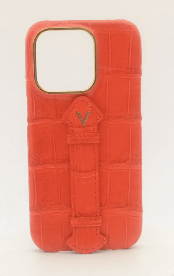 Red Crocodile Leather Case