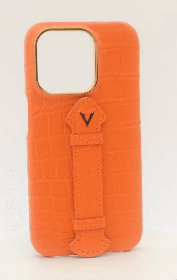 Orange Crocodile Leather Case
